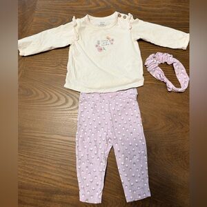 Carter's Cream and Pink Pajama Set with Floral Design